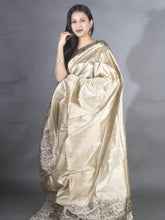 Flosive traditional golden zari work  golden brown soft banarasi saree